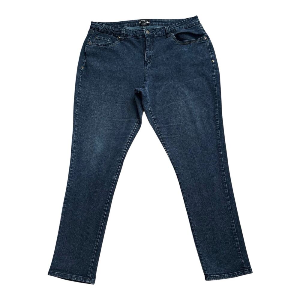 Jane Doe Skinny Jeans Womens Plus Size 20 Dark Wash Rhinestone Stretch Blue
